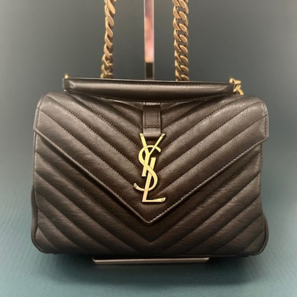 YSL MEDIUM COLLEGE IN QUILTED LEATHER $ 2,650  LAMBSKIN SATCHEL - Picture 3 of 12